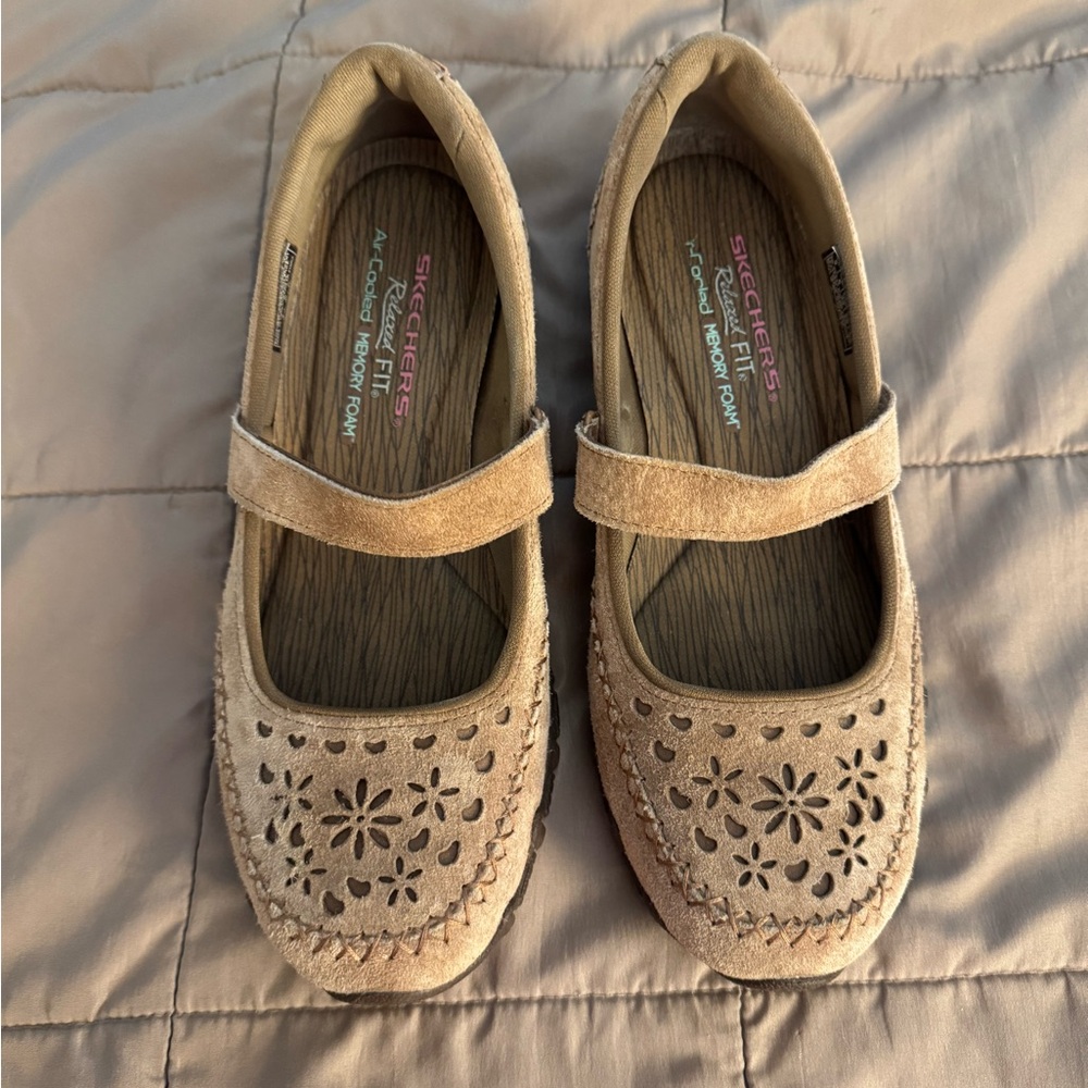 Skechers Beige Air-Cooled Memory Foam Shoes Mary Jane’s